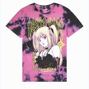 Death Note Misa Amane Anime Graphic Tee Shirt T-Shirt Tie Dye Pink Black